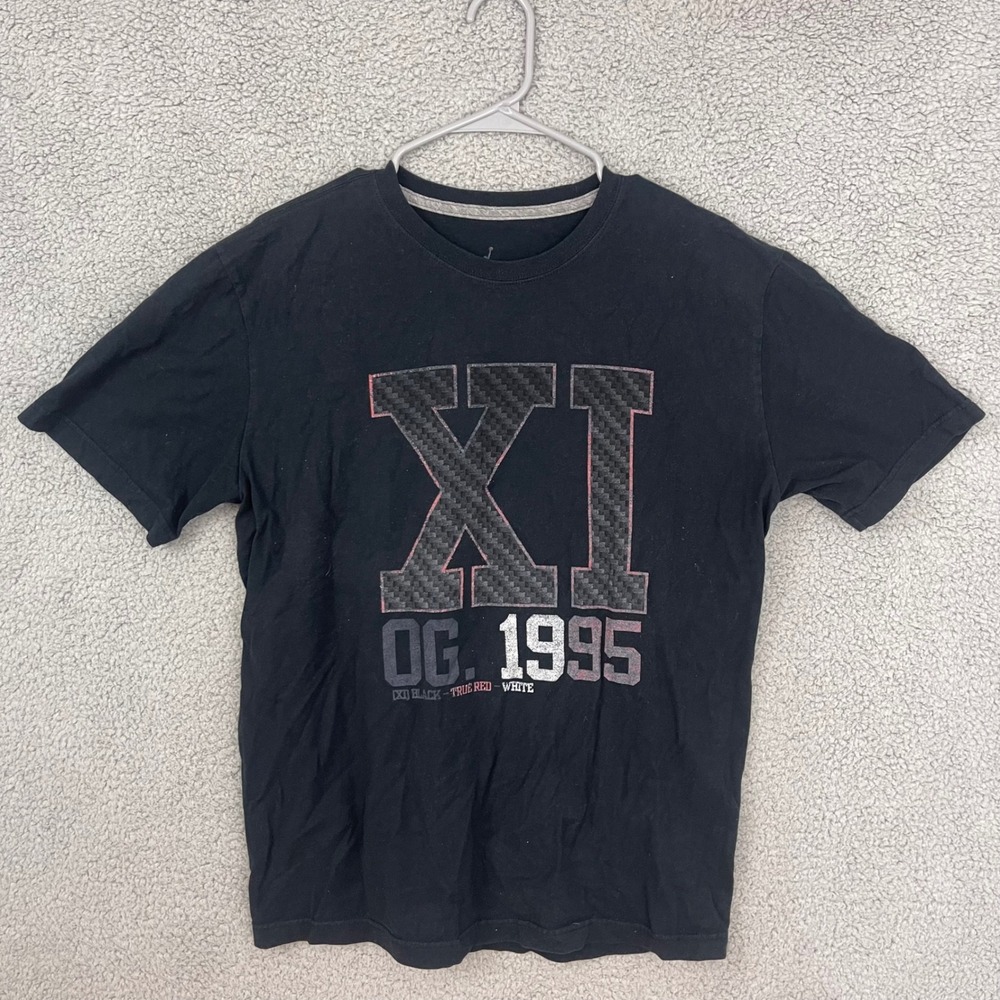 Vtg Jordan T Shirt Mens Large Black Air Jordan XI OG 1995 Bred Graphic Tee Shirt